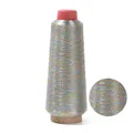 Metallic rainbow embroidery thread on spool with macro detail showing iridescent finish - 17cmx6cm (Approx 3250m/Roll) / Light Multicolor