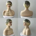 Perruque bob courte blonde avec frange montrant les vues de face, de dos et de profil - Ombre Light Blonde (57)