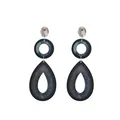 Boucles d'oreilles pendantes à trois niveaux en acrylique avec texture marbre - Aqua Green (EH00051)
