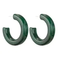 Dark green chunky C-shaped acrylic hoop earrings with a polished glossy finish - Dark Green (EH00118)