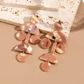 Boucles d'oreilles géométriques rétro en acrylique écaille avec anneaux dorés élégants - Speckled Coffee (EH00074)