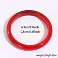 Detail showing dimensions of red resin bangle with 6.1cm inner diameter and 0.8cm thickness - Circle Style (18#)