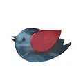 Retro blue marble resin bird brooch with red wings and artistic animal design - Dark Blue