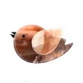 Caramel and cream marbled resin bird brooch pin with a vintage aesthetic and glossy finish - Dark Pink