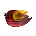 Cute acetate swallow bird brooch in burgundy marble and yellow wings for clothing - Rose Red