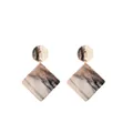 Geometric acrylic drop earrings with pink and black marble pattern on gold posts - Round and Rhombus Style / Dark Pink with Black Pattern (EH00013)