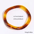 Bracelet torsadé en résine ambrée vintage, diamètre intérieur de 6,7 cm pour femme - Café