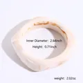 Chunky geometric cream white resin bangle with brown marble texture and square edges - Square Style (43#)