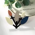 Broche ovale minimaliste en acrylique à cinq feuilles colorées dans un plat en porcelaine - Épissage Gris Blanc Rouge Violet Bleu (XZ00027)