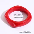 Minimalist red resin geometric bangle featuring marble texture and modern square silhouette - Square Style (47#)