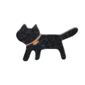 Simpatica spilla gatto in acrilico nero con glitter dorati e motivo a trama marmorea - Nero Stellato