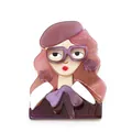 Artistic acrylic eyewear lady brooch with purple beret and marble texture - Light Purple