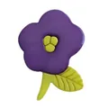 Broche fleur en acrylique violet et jaune élégante avec finition brillante sur fond blanc - Violet et Jaune