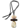 Long collier géométrique en acrylique avec pendentifs en résine tricolore sur cordon - Café Clair + Café Foncé