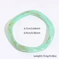 Light green twisted resin bangle with brown marble texture and size specifications - Irregular Style (33#)