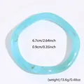 Translucent light blue resin bangle with vintage cloud pattern and 6.7cm inner diameter - Irregular Style (34#)