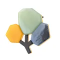 Artistic acrylic branch brooch with green, yellow and marble grey geometric blocks - Yellow And Blue #pin#