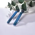Lange geometrische Acryl-Ohrringe im dunkelblauen Marmormuster für Damen - Dunkelblau (EH00029)