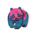 Detail of colorful panda brooch with marble texture and artistic resin finish - Blue Red