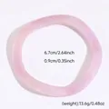 Pink wavy marble resin wide oval bangle with 6.7cm inner diameter and light weight - Irregular Style (35#)