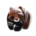 Cute panda brooch in brown marble acetate texture with detailed patchwork design - Deep and Light Coffee