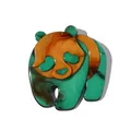 Cute panda brooch in green and amber marbled acrylic, minimalist cartoon animal pin - Green Yellow