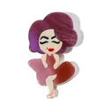 Cute acrylic Marilyn Monroe figure brooch with purple hair and iconic red lips - Purple