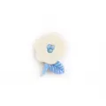 Broche fleur en acrylique élégante en blanc crème et bleu clair pour vestes - Blanc Bleu