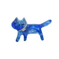 Spilla a forma di gatto in acrilico blu stellato con trama marmorizzata - blu stellato