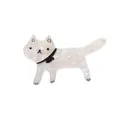 Graziosa spilla a gatto in acrilico glitterato bianco con fiocco nero per DIY - Bianco Stellato
