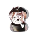Cartoon pirate bulldog brooch with marble texture acrylic finish and refined detail - Dark Coffee