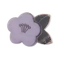 Artistic lavender acrylic flower brooch with vintage grey leaves and metallic textures - Grey Blue and Dark Pink