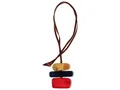 Long collier à cordon marron réglable avec pendentifs géométriques en acrylique tricolore - Jaune Bleu Rouge