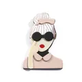 Luxury acrylic vintage portrait brooch with sunglasses and pink collar for women - Light Coffee Water Ripple