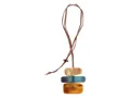 Sautoir géométrique en acrylique avec pendentifs en résine crème, bleue et ambre - Jaune Bleu Orange