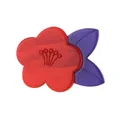 Acrylic flower brooch with vibrant red petals and purple leaves for fashion suits - Orange Red and Dark Purple