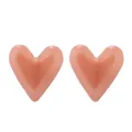 Boucles d'oreilles c ur en acrylique rose pêche minimalistes avec finition mate et forme en C - Forme de Cœur / Rose Poudré