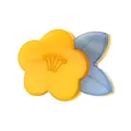 Acrylic flower brooch in bright yellow petals with light blue leaves accessory - Yellow and Blue Green