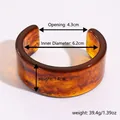 Translucent caramel resin cuff bracelet with tortoiseshell pattern 3.4cm wide - Open Cuff Style (37#)