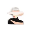 Minimalist acrylic brooch featuring a chic woman silhouette with a white wide-brim hat - Light Coffee