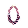 Minimalist acrylic geometric circle link necklace in purple shades with gold clasp - Plum Purple
