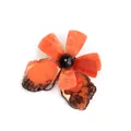 Acrylic flower hair claw with orange marble texture and tortoiseshell patterns - Orange