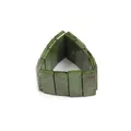 Elastic resin link bracelet in green marble texture with rectangle block design - Olive Green
