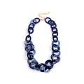 Adjustable choker necklace with blue marble acrylic links and gold lobster clasp - Blue
