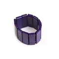 Purple acrylic stretch bracelet featuring a marbled rectangular bead design - Purple