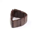 Elastic wide acrylic bracelet with vintage dark brown tortoiseshell rectangular links - Dark Gray