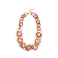 Acrylic tortoiseshell link chain necklace in amber and beige with gold clasp - Marble Cream and Coffee