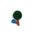 Cute Korean style acrylic tree brooch pin with colorful geometric minimalist design - Green