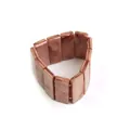 Chic marbled acrylic stretch bracelet with brown and cream rectangular resin beads - Brown Gray Marble