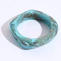 Retro resin wide bangle with blue marble texture and translucent finish for women - Square Style (50#)
